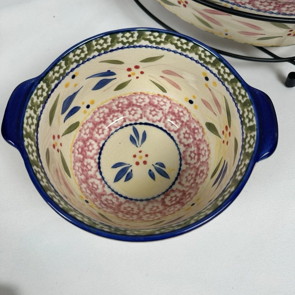 Temp-tations Old World 5pc Lidded Bakeware Set w/ Wire Racks Cobalt Trim